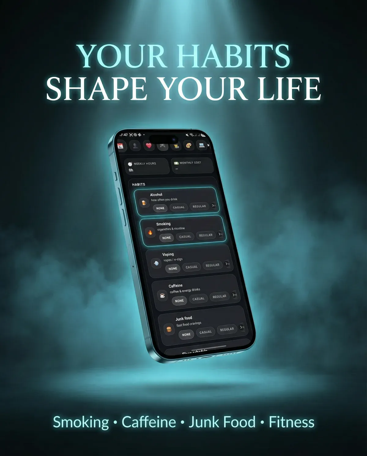 ReLife feature artwork showing lifestyle habits and their consequences